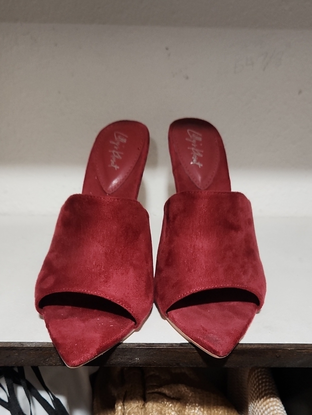 Red Suede Pointed-Toe Mule Sandals by Unbranded